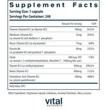 B-Complex 240 capsule supplement facts panel