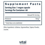 Melatonin supplement facts, 10 mg per vegan capsule