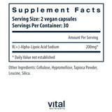 Vital Nutrients R-Lipoic Acid - 60 Capsules VNT31115 BeautifiedYou.com
