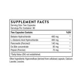 Supplement facts panel for Advanced Digestive Enzymes