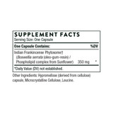 Boswellia Phytosome supplement facts panel