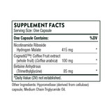 Brain Factors supplement facts, 415 mg nicotinamide riboside, 100 mg CognatiQ coffee fruit extract