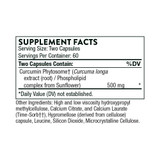 Supplement facts panel for Curcumin Phytosome