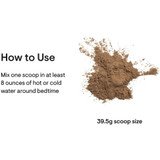 RecoveryPro chocolate powder with how to use directions and 39.5 g scoop size