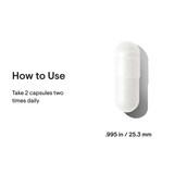 How to use, take 2 capsules twice daily, capsule size .995 in