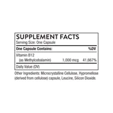 Supplement facts for Vitamin B12 as methylcobalamin