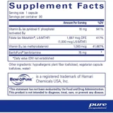 MethylAssist supplement facts panel