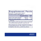 Liposomal Vitamin C liquid supplement facts panel