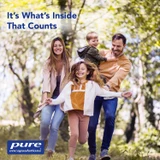 Family walking in a forest, Pure Encapsulations it's what's inside that counts graphic