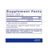 Pure Encapsulations Taurine supplement facts panel