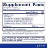 PureBi-Ome G.I. supplement facts, 12.5 billion CFU probiotic blend and 500 mg L-glutamine per capsule
