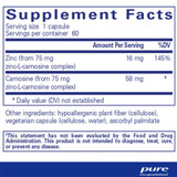 Supplement facts panel for Peptic-Care