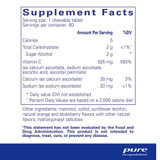 Vitamin C Chewables supplement facts with 525 mg vitamin C