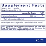 l-Tyrosine supplement facts panel