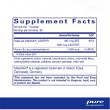 PureMelt B12 Folate supplement facts with Metafolin and methylcobalamin