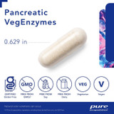 Pancreatic VegEnzymes 0.629 in capsule with gluten-free, non-GMO, soy-free, dairy-free, vegetarian and vegan icons