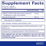 CaffPhenol supplement facts, 2 capsule serving, CoffeeBerry and Suntheanine