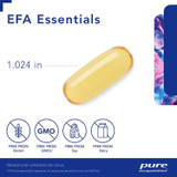 EFA Essentials softgel measuring 1.024 inches with free-from icons