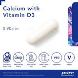 Calcium with Vitamin D3 capsule size 0.905 in with free-from icons