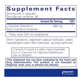 Pure Encapsulations L-Carnitine Fumarate supplement facts panel
