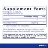 Glycine supplement facts panel