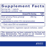Panax Ginseng supplement facts panel
