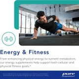 Man doing push-ups, Pure Encapsulations energy and fitness product range graphic