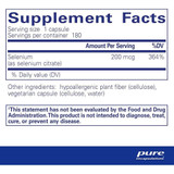 Selenium supplement facts, 200 mcg selenium citrate per capsule