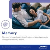 Couple relaxing on a couch with memory supplements text