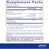 Homocysteine Factors 180 capsules Supplement Facts B6 folate B12 TMG panel