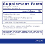 Rhodiola Rosea supplement facts, 100 mg extract, 90 servings