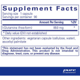 l-Glutamine 90 capsule supplement facts panel