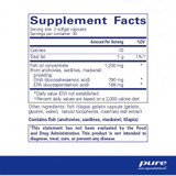 DHA Ultimate supplement facts panel, 30 servings, contains fish