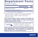 Cranberry NS supplement facts, 500 mg Cran-Max cranberry concentrate per capsule, 90 servings