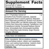 Essential Defense supplement facts, 1 g 5:1 proprietary blend of forsythia, honeysuckle, licorice and ginger