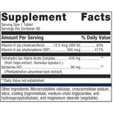Supplement facts panel for Ostera