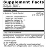 UltraFlora BiomePro supplement facts panel
