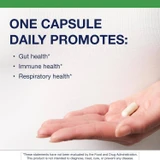 Capsule in a hand with one capsule daily text