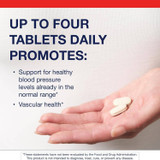 Hand holding tablets, up to four tablets daily graphic