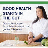 Woman preparing food in a kitchen, Metagenics good health starts in the gut graphic