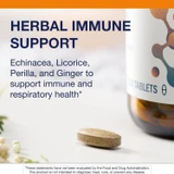 Tablet beside the bottle, herbal immune support ingredients graphic