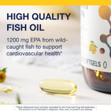 Softgels by a bottle, high quality fish oil with 1200 mg EPA graphic