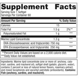 OmegaGenics Neuro 1000 supplement facts panel
