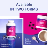 MegaMucosa capsules and powder shown as two available forms
