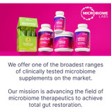 Microbiome Labs product lineup with company mission statement