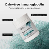 Mega IgG2000 tub with dairy-free callouts: lactose-free, casein-free