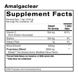 AmalgaClear supplement facts, 784 mg vitamin C, 100 mg silica extract and Efatab AA blend per teaspoon