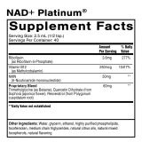 Supplement facts panel for NAD+ Platinum