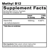 Methyl B12 supplement facts with 1000 mcg per 2 pumps