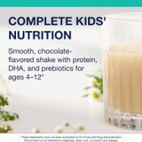 Glass of vanilla shake, complete kids' nutrition graphic